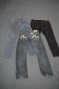 Three Pairs of Gent's Jeans; Evisu, Michael Kors a