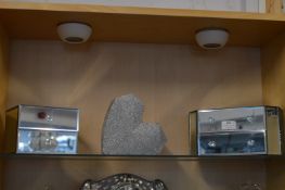 Two Mirrored Jewellery Boxes and a Heart Ornament