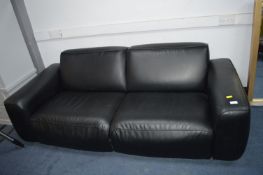 Two Seat Black Leather Sofa