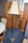 Brass Standard Lamp with Gold Shade