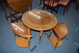 Circular Glass Topped Coffee Table with Four Nesti