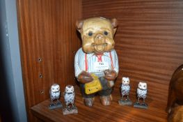 Carved Wooden Pig and Owls