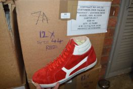 Twelve Pairs of Size: 44 Red Trainers