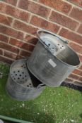 Pair of Vintage Galvanised Mop Buckets