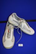 Prada Men's White & Grey Trainers Size: 8