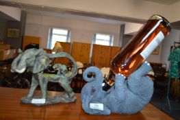 Elephant Wine Holder and a Elephant Ornament (wine