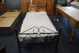 Black Metal Single Bed Frame with Mattress
