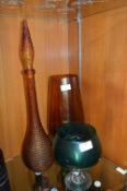 Three Coloured Glass Vases etc.