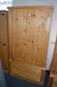 Solid Pine Double Wardrobe with Two Drawers