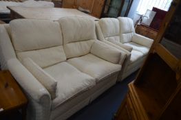 Pair of Cream Upholstered Two Seat Sofas