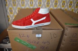 Twelve Pairs of Size: 45 Red Trainers