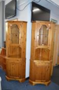 Pair of Solid Pine Corner Cabinets