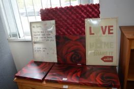 Four Rose Canvas Prints, Fabric Rose Wall Art, etc