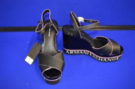 Armani Exchange Black Wedge Shoes Size: 8
