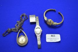 Two Ladies Wristwatches and a Pendant Watch