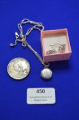 Sterling Silver Earrings, Chain & Locket, and an 1