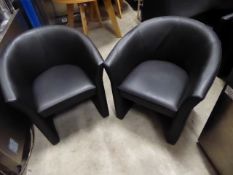 * 2 x black faux leather tub chairs