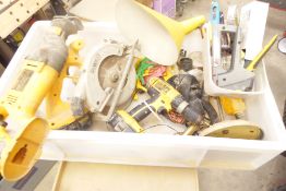 * Selection of Dewalt and other tools. Includes circular saw, drill, stapler, etc