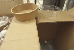 * 2 x part boxes disposables. One Kraft bowls - 500ml, one deli dip pots - 8oz