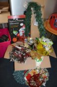 Box of Mixed Christmas Decorations, Santa & Prese