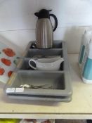 2 Cutlery Trays with Cutlery, Chopping Board & Thermos Jug
