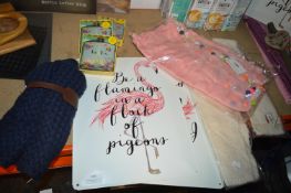 *Flamingo Signs, Knitted Scarf, Hip Flasks, etc.