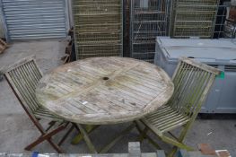 *Wooden Garden Table and Two Chairs ~4ft