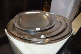 *Four Stainless Steel Oval Platters