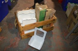 *Wooden Crate of Takeaway Packaging, etc.