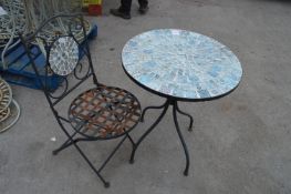 *Mosaic Topped Garden Table with One Chair