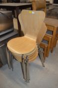 *Six Plywood Stacking Chairs with Chrome Legs