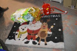 *Christmas Door Mat, Tree Stand, and Tinsel