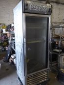 * single door upright drinks chiller. (working order - inner glass broken)