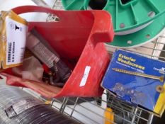 * container of various screws and box of decking screws