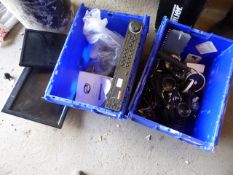 * 2 x boxes large quantity CCTV equipment - screens, cameras, cables)