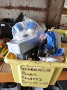 *Box of Assorted Electrical Plugs, Connections, Le