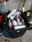 *Box of Various Aerosols, Oils, Releasing Fluids,
