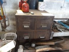 *Steel Four Drawer Cabinet and Contents