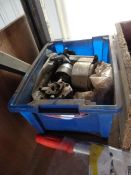 *Box of Carburetors, Pulley Wheels, Covers, etc.