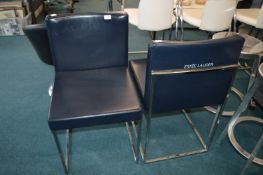 *Pair of Black Leatherette & Chrome Estee Lauder S