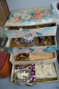 Jewellery Box Containing Vintage Costume Jewellery