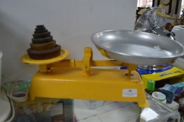 Vintage Enameled Kitchen Scales and Weights