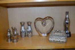 Condiment Set, Metal Heart, Coca-Cola Bottle, etc.