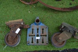 Two Industrial Wheels and a Record Drill Stand