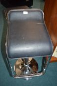 *Black Leatherette & Chrome Gas-Lift Barstool (AF)