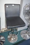 *Black Leatherette & Chrome Gas-Lift Barstool