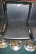 *Black Leatherette & Chrome Gas-Lift Barstool