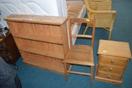 Pine Three Height Shelf Unit, Three Drawer Bedside