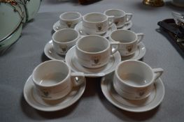 Set of Eight Rombouts Coffee Cups and Saucers by Royal Moser of Holland