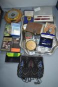 Collectible Items; Pens, Beaded Purse, Barometer,